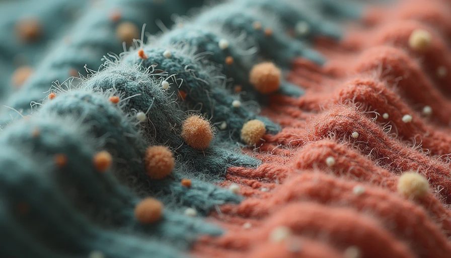 Macro view of severe pilling on children's sweater fabric