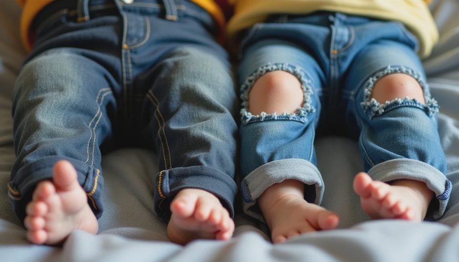 Reinforced knees on toddler pants showing durability after heavy use