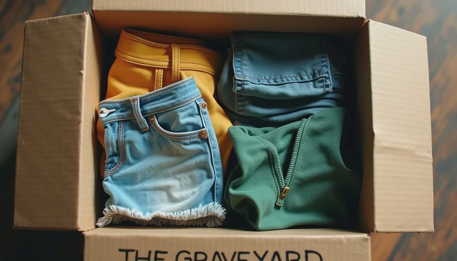 The Graveyard box containing failed children's clothing items with failure tags