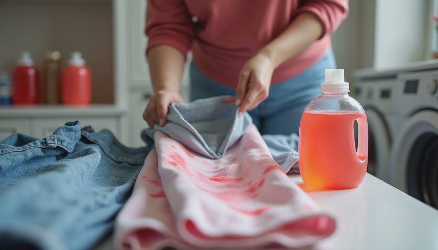 Visual context for pink stains on clothes